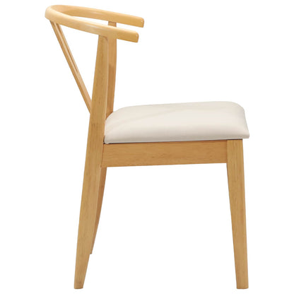 vidaXL Dining Chair 2 pcs Natural and Light Solid Rubber Wood