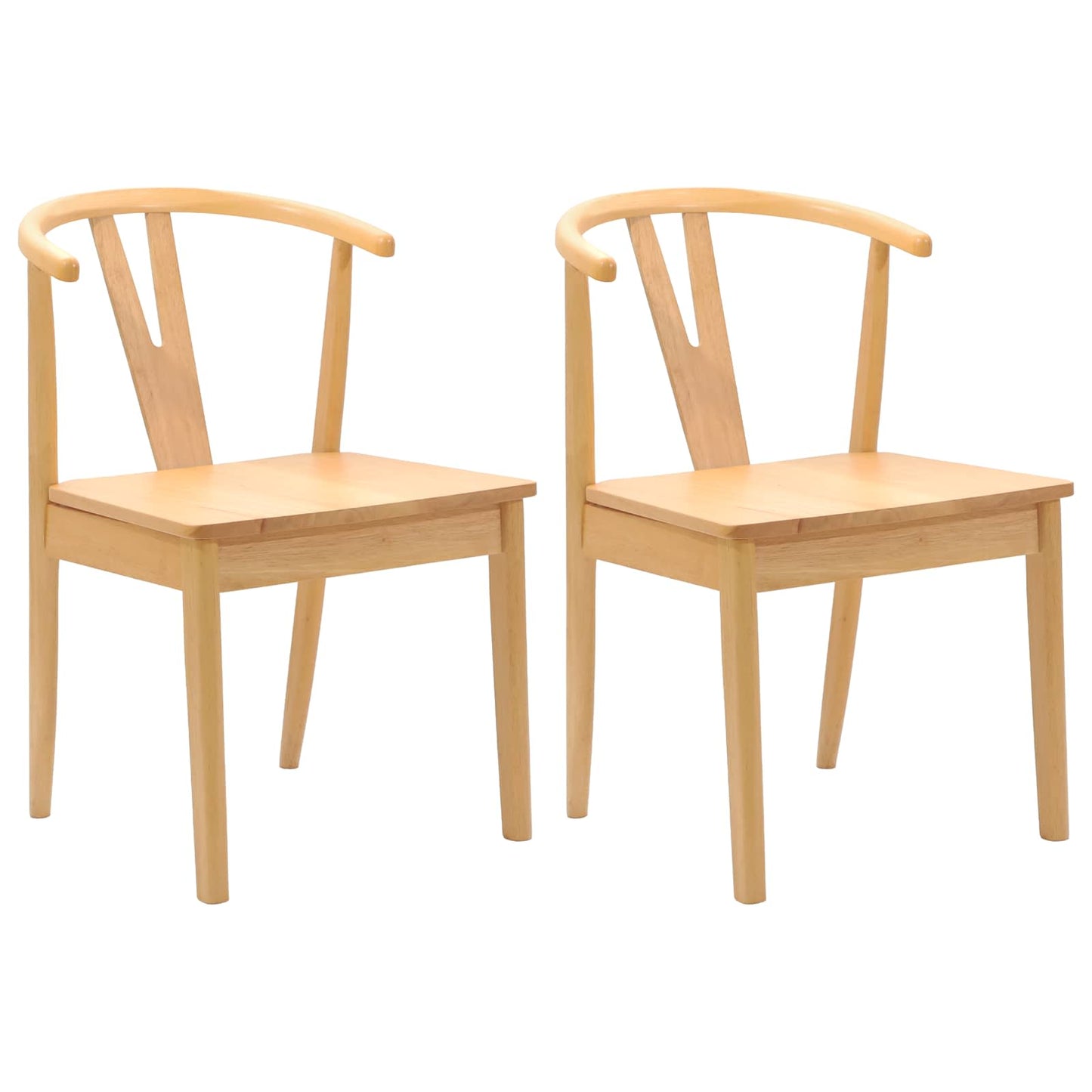 vidaXL Dining Chair 2 pcs Natural Solid Rubber Wood