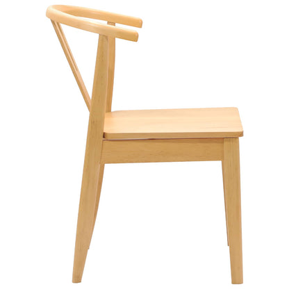 vidaXL Dining Chair 2 pcs Natural Solid Rubber Wood