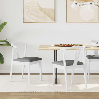 vidaXL Dining Chair 2 pcs White and Grey Solid Rubber Wood