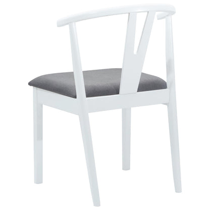 vidaXL Dining Chair 2 pcs White and Grey Solid Rubber Wood