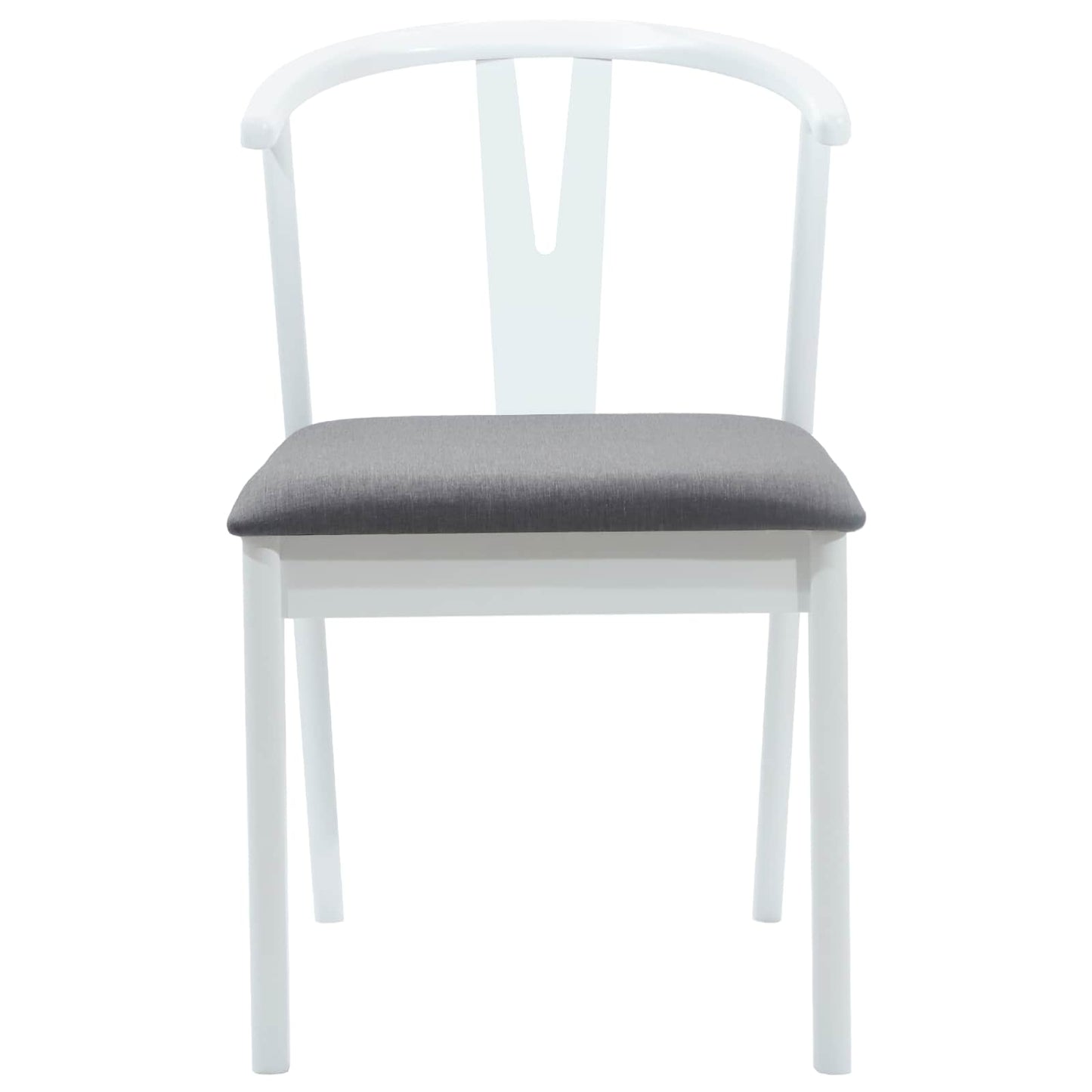 vidaXL Dining Chair 2 pcs White and Grey Solid Rubber Wood