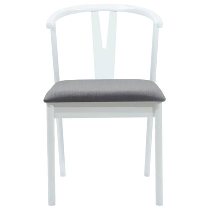 vidaXL Dining Chair 2 pcs White and Grey Solid Rubber Wood
