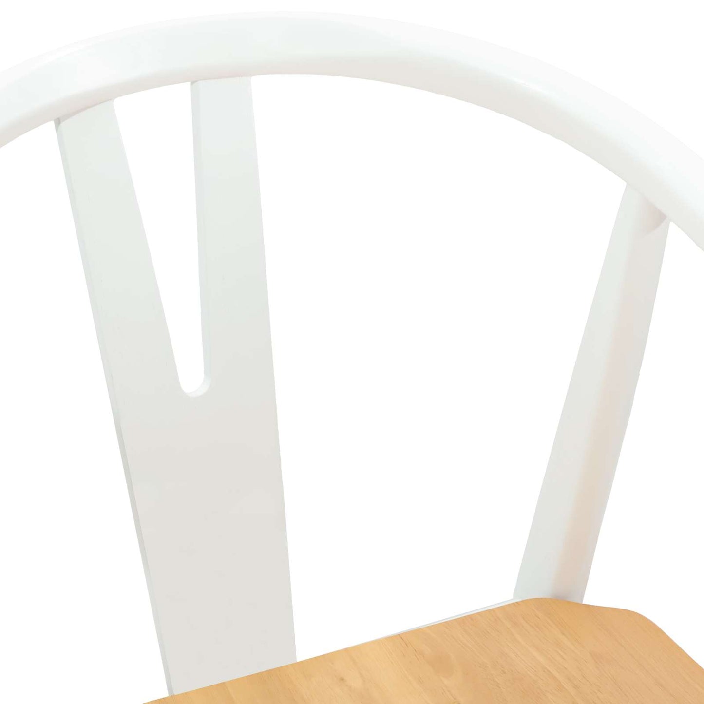 vidaXL Dining Chair 2 pcs White and Natural Solid Rubber Wood