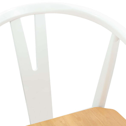vidaXL Dining Chair 2 pcs White and Natural Solid Rubber Wood