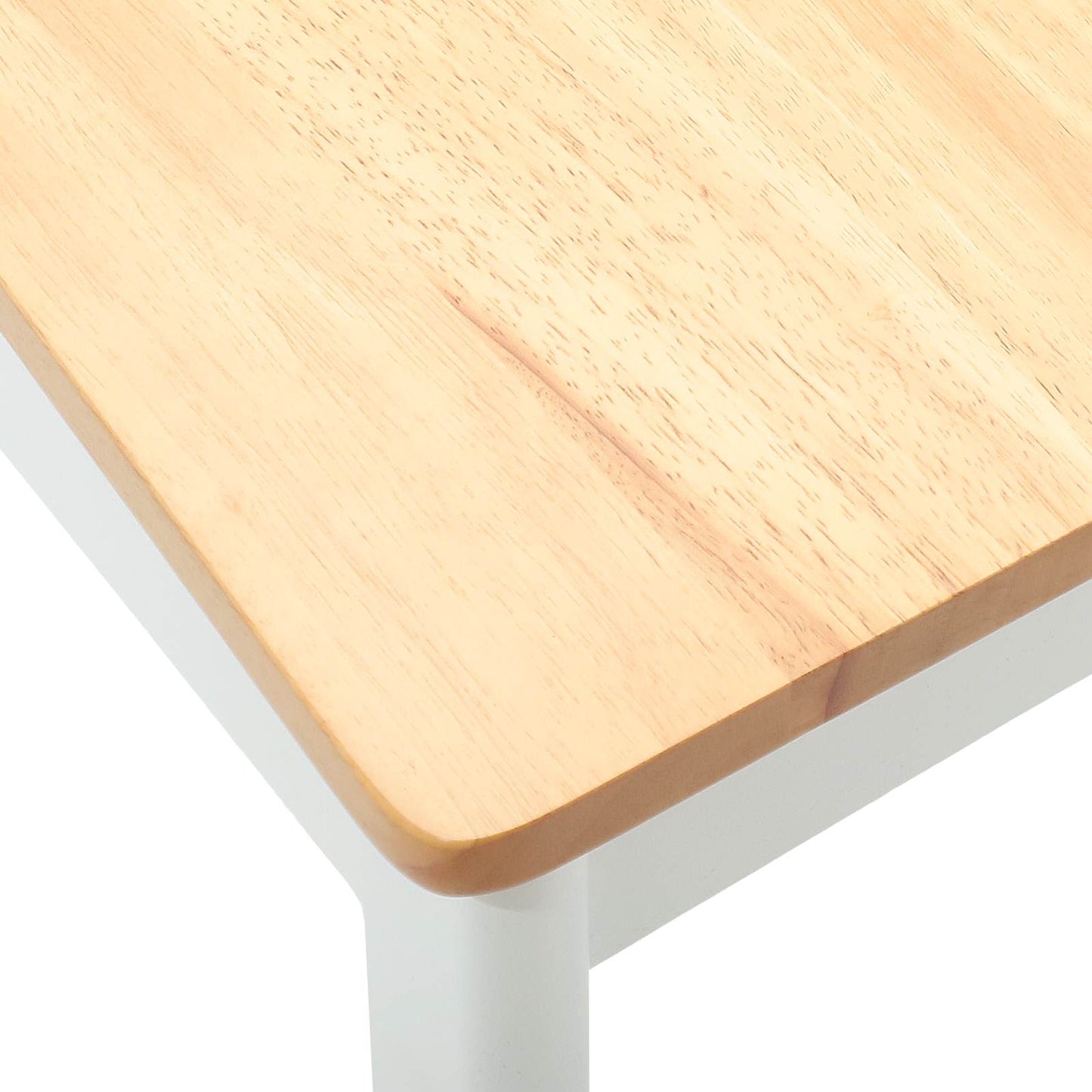 vidaXL Dining Chair 2 pcs White and Natural Solid Rubber Wood
