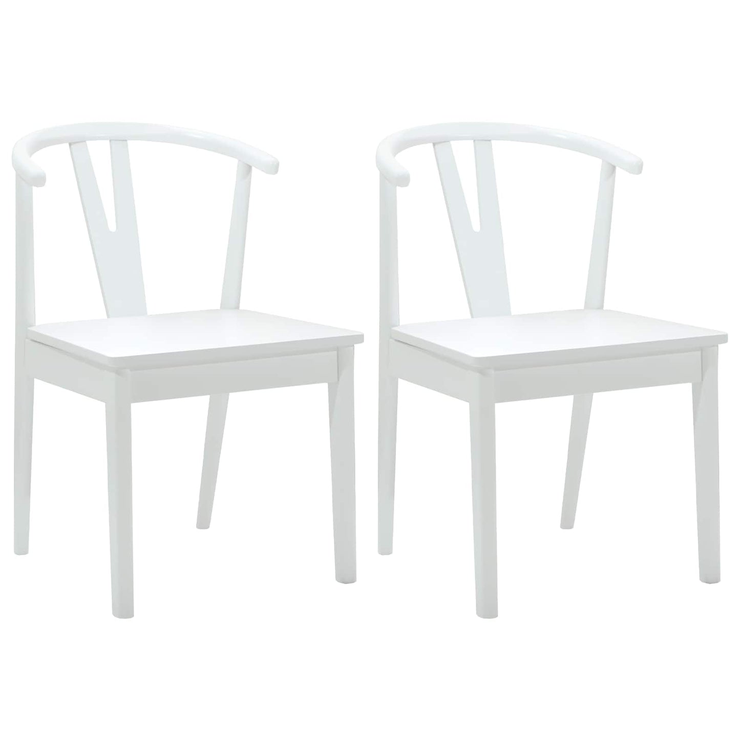 vidaXL Dining Chair 2 pcs White and White Solid Rubber Wood
