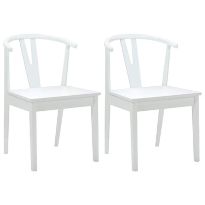 vidaXL Dining Chair 2 pcs White and White Solid Rubber Wood