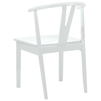 vidaXL Dining Chair 2 pcs White and White Solid Rubber Wood