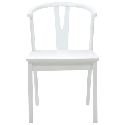 vidaXL Dining Chair 2 pcs White and White Solid Rubber Wood