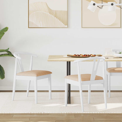 vidaXL Dining Chair 2 pcs White and Brown Solid Rubber Wood