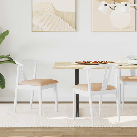 vidaXL Dining Chair 2 pcs White and Brown Solid Rubber Wood