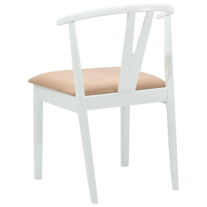 vidaXL Dining Chair 2 pcs White and Brown Solid Rubber Wood