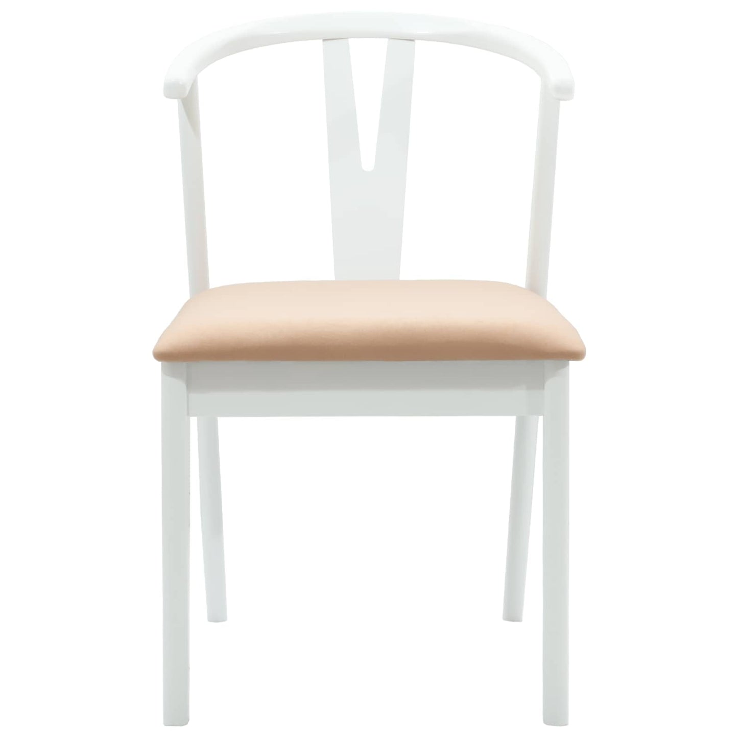 vidaXL Dining Chair 2 pcs White and Brown Solid Rubber Wood