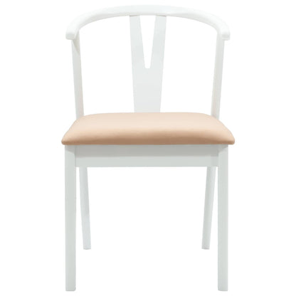vidaXL Dining Chair 2 pcs White and Brown Solid Rubber Wood