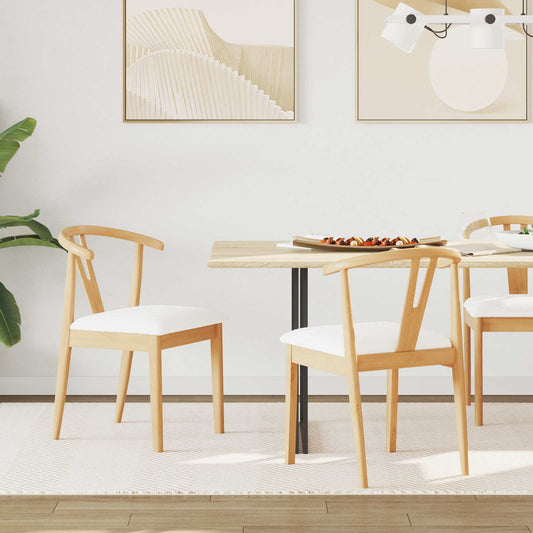 vidaXL Dining Chair 2 pcs Natural and Light Solid Rubber Wood