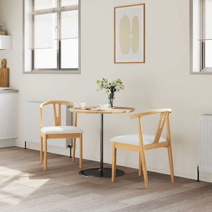 vidaXL Dining Chair 2 pcs Natural and Light Solid Rubber Wood