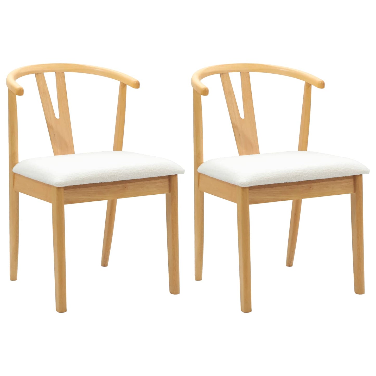 vidaXL Dining Chair 2 pcs Natural and Light Solid Rubber Wood