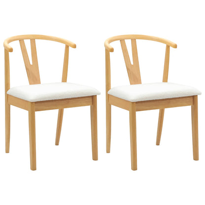 vidaXL Dining Chair 2 pcs Natural and Light Solid Rubber Wood