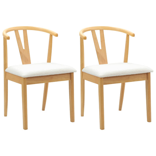vidaXL Dining Chair 2 pcs Natural and Light Solid Rubber Wood