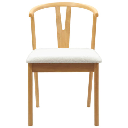 vidaXL Dining Chair 2 pcs Natural and Light Solid Rubber Wood