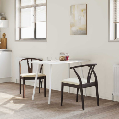 vidaXL Dining Chair 2 pcs Light Brown and Light Solid Rubber Wood