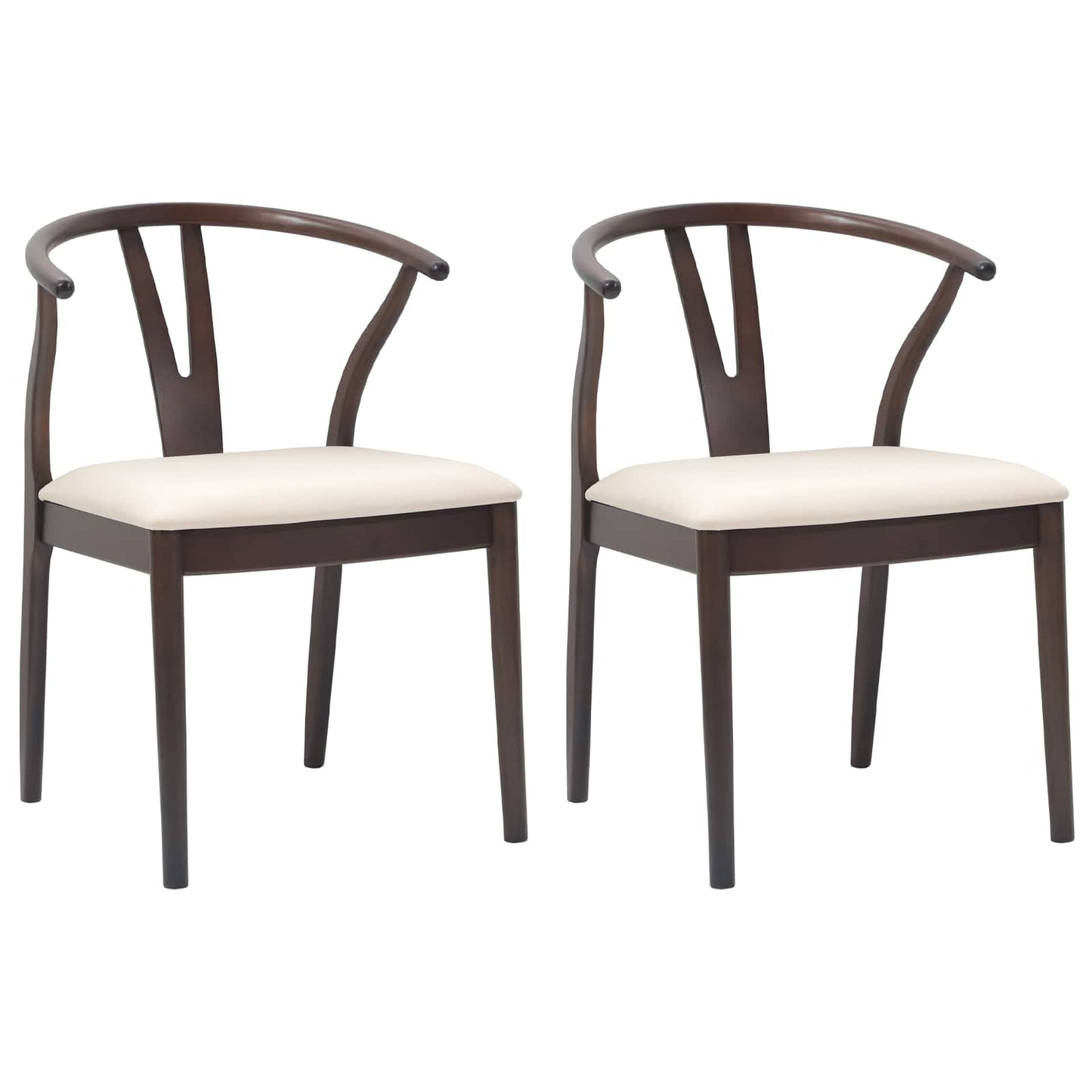 vidaXL Dining Chair 2 pcs Light Brown and Light Solid Rubber Wood