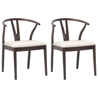 vidaXL Dining Chair 2 pcs Light Brown and Light Solid Rubber Wood