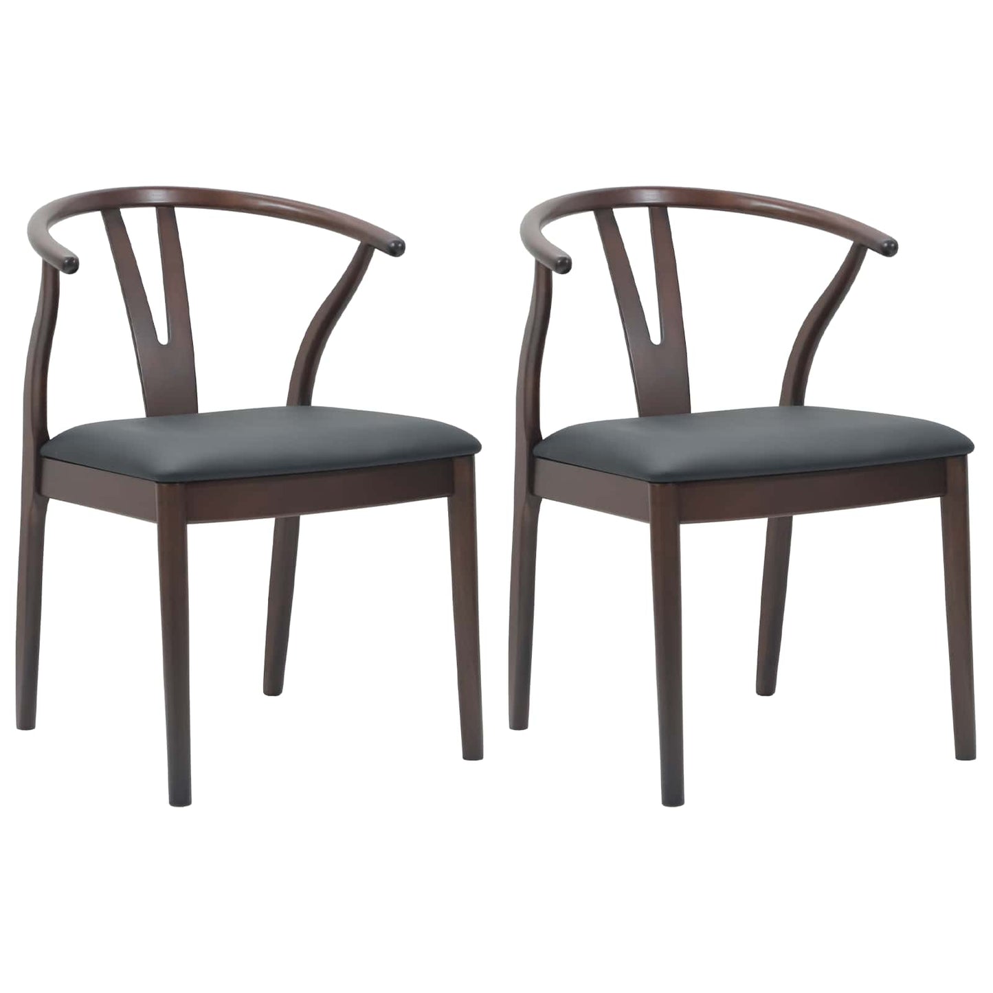 vidaXL Dining Chair 2 pcs Light Brown and Black Solid Rubber Wood