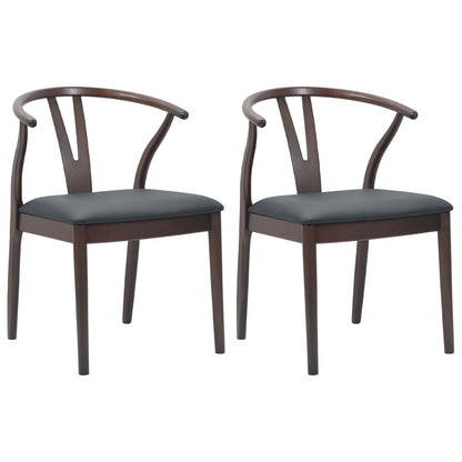 vidaXL Dining Chair 2 pcs Light Brown and Black Solid Rubber Wood