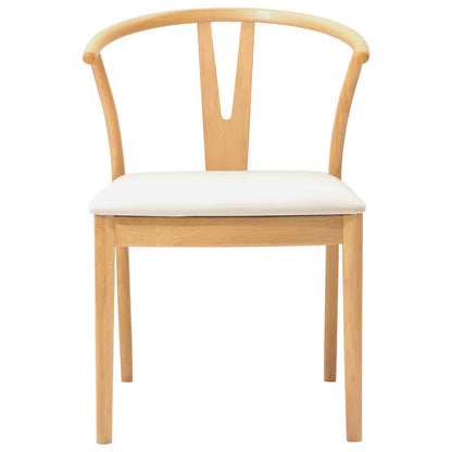 vidaXL Dining Chair 2 pcs Natural and Light Solid Rubber Wood