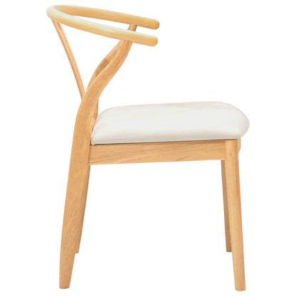 vidaXL Dining Chair 2 pcs Natural and Light Solid Rubber Wood
