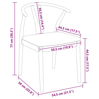 vidaXL Dining Chair 2 pcs Natural and Light Solid Rubber Wood