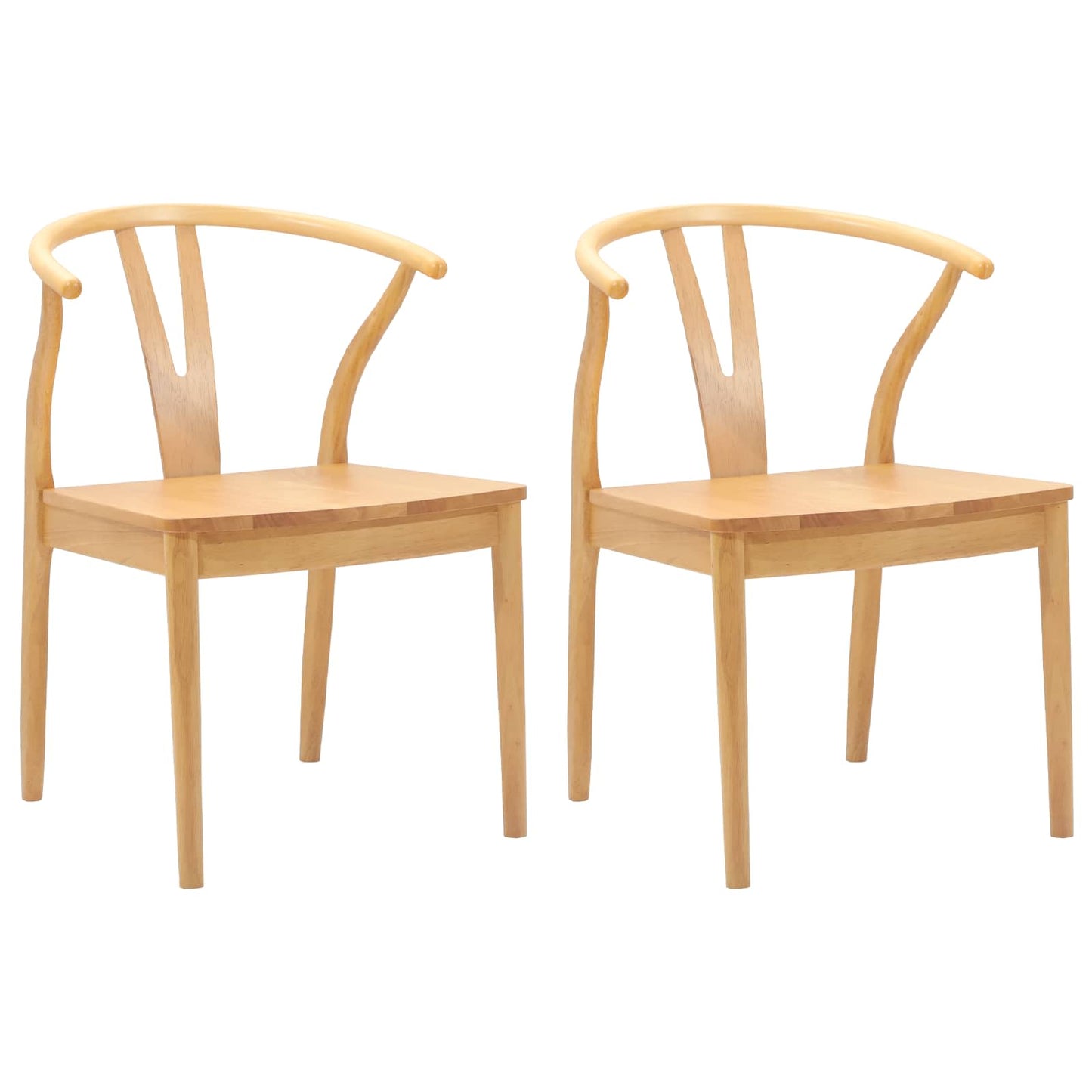 vidaXL Dining Chair 2 pcs Natural Solid Rubber Wood