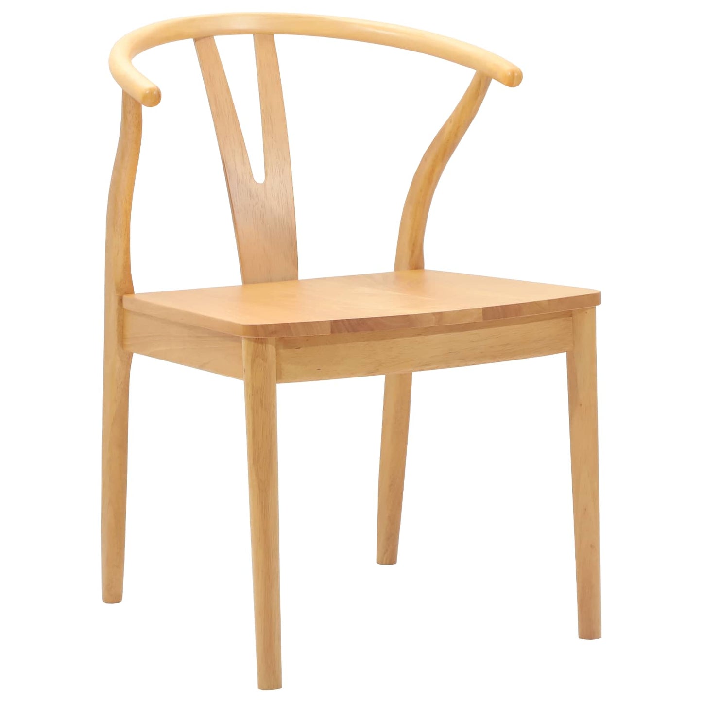 vidaXL Dining Chair 2 pcs Natural Solid Rubber Wood