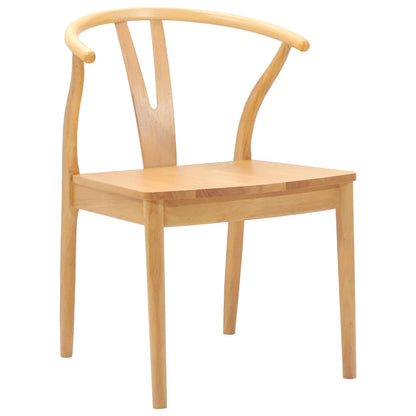 vidaXL Dining Chair 2 pcs Natural Solid Rubber Wood