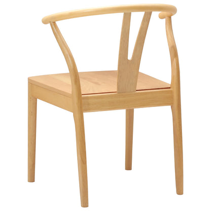 vidaXL Dining Chair 2 pcs Natural Solid Rubber Wood