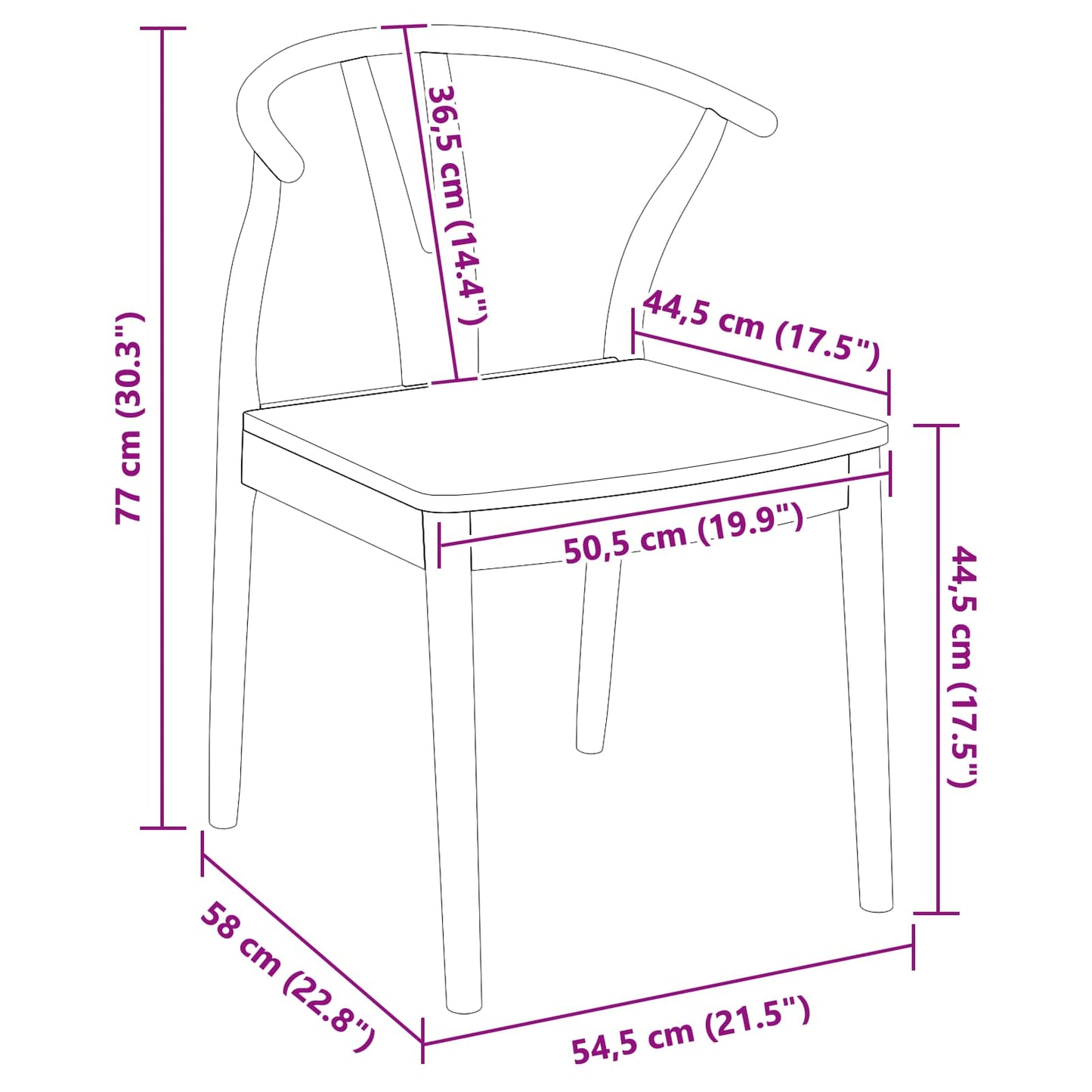 vidaXL Dining Chair 2 pcs Natural Solid Rubber Wood