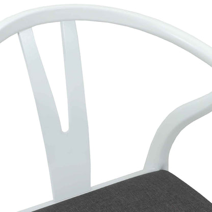 vidaXL Dining Chair 2 pcs White and Grey Solid Rubber Wood