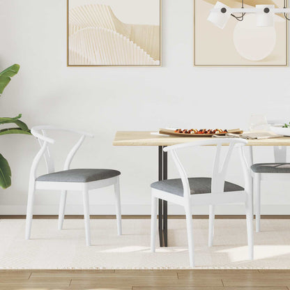 vidaXL Dining Chair 2 pcs White and Grey Solid Rubber Wood