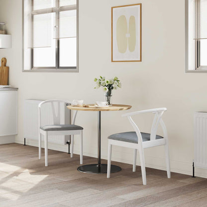 vidaXL Dining Chair 2 pcs White and Grey Solid Rubber Wood