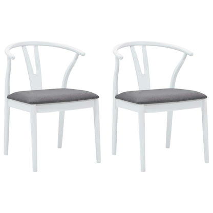 vidaXL Dining Chair 2 pcs White and Grey Solid Rubber Wood