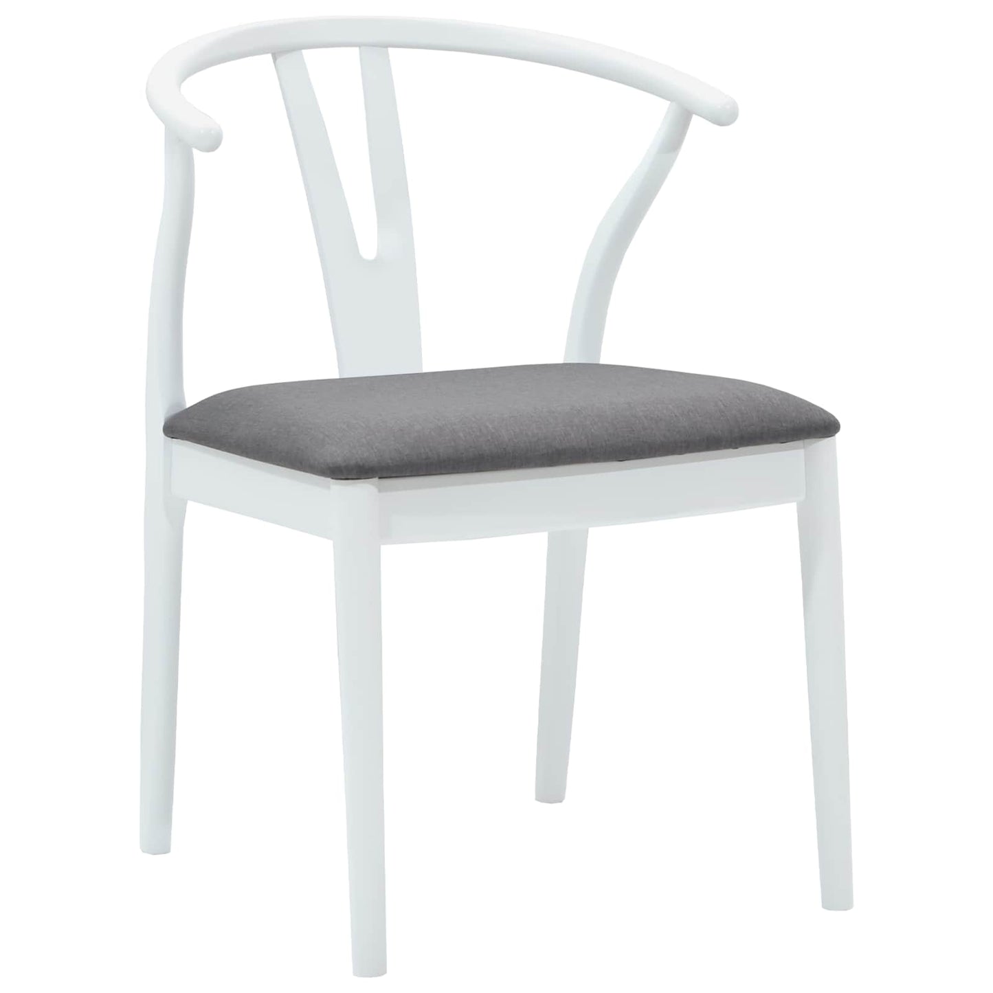 vidaXL Dining Chair 2 pcs White and Grey Solid Rubber Wood