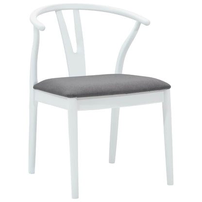 vidaXL Dining Chair 2 pcs White and Grey Solid Rubber Wood
