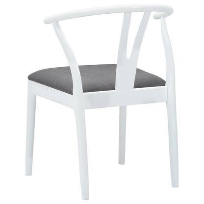 vidaXL Dining Chair 2 pcs White and Grey Solid Rubber Wood
