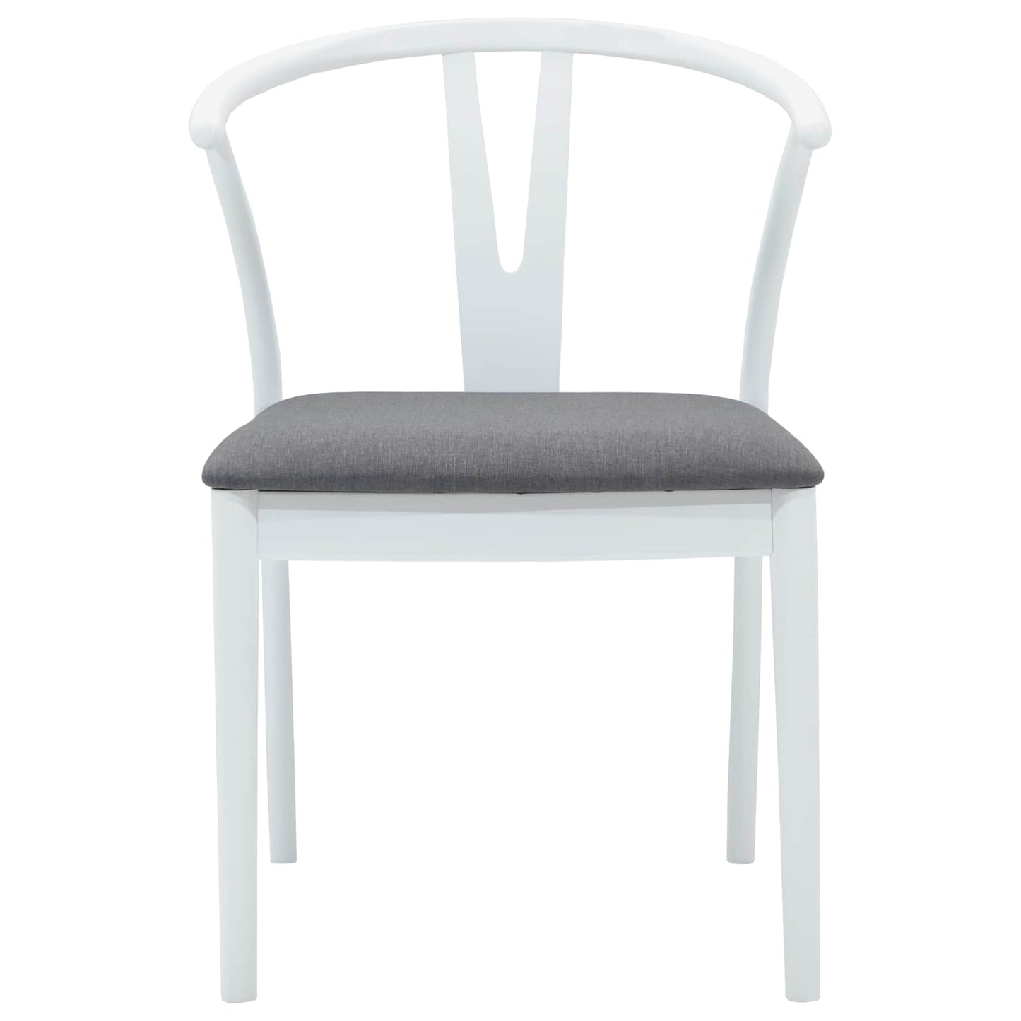vidaXL Dining Chair 2 pcs White and Grey Solid Rubber Wood