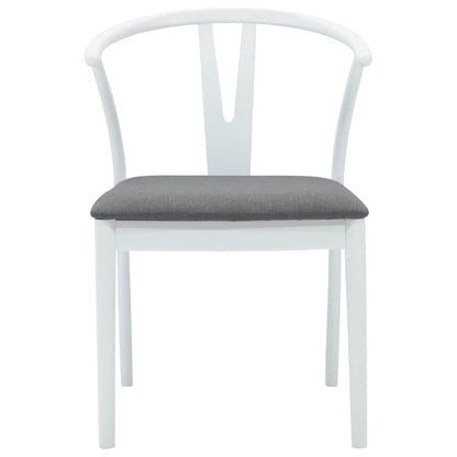 vidaXL Dining Chair 2 pcs White and Grey Solid Rubber Wood