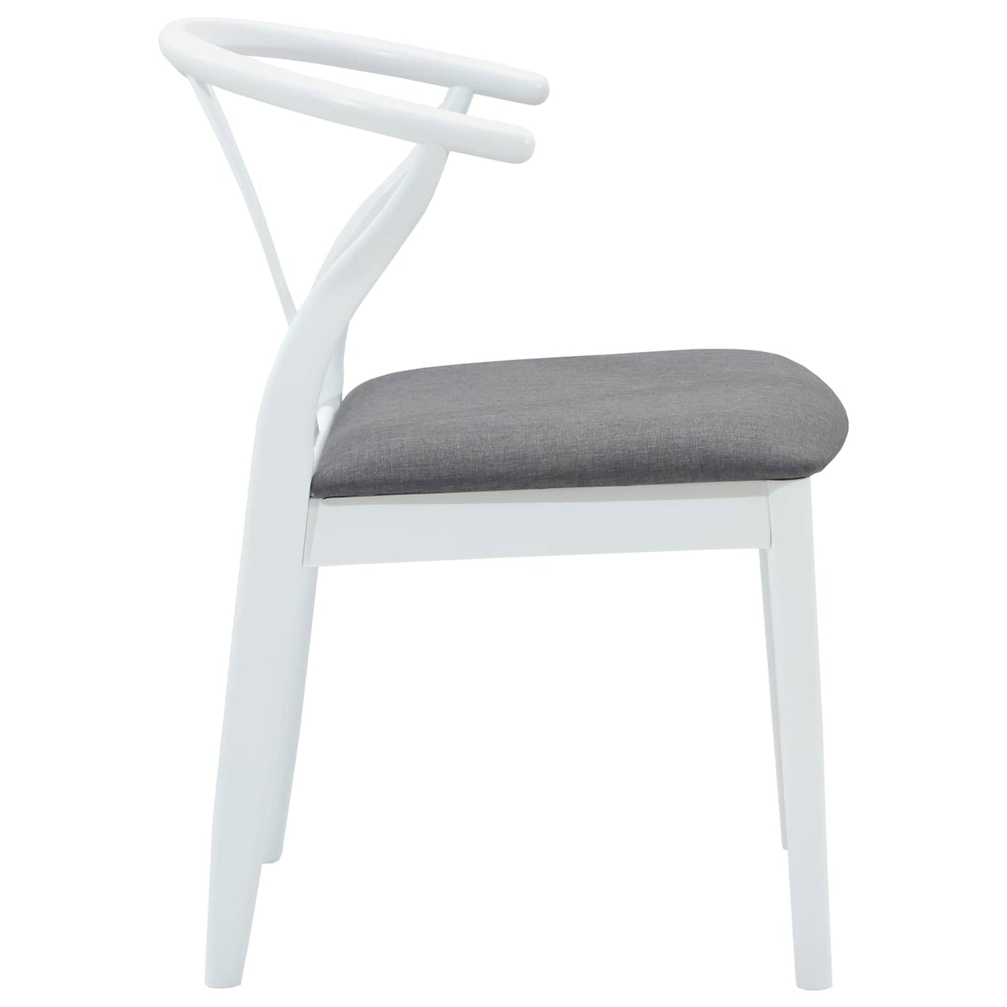vidaXL Dining Chair 2 pcs White and Grey Solid Rubber Wood