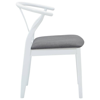 vidaXL Dining Chair 2 pcs White and Grey Solid Rubber Wood