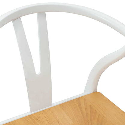 vidaXL Dining Chair 2 pcs White and Natural Solid Rubber Wood
